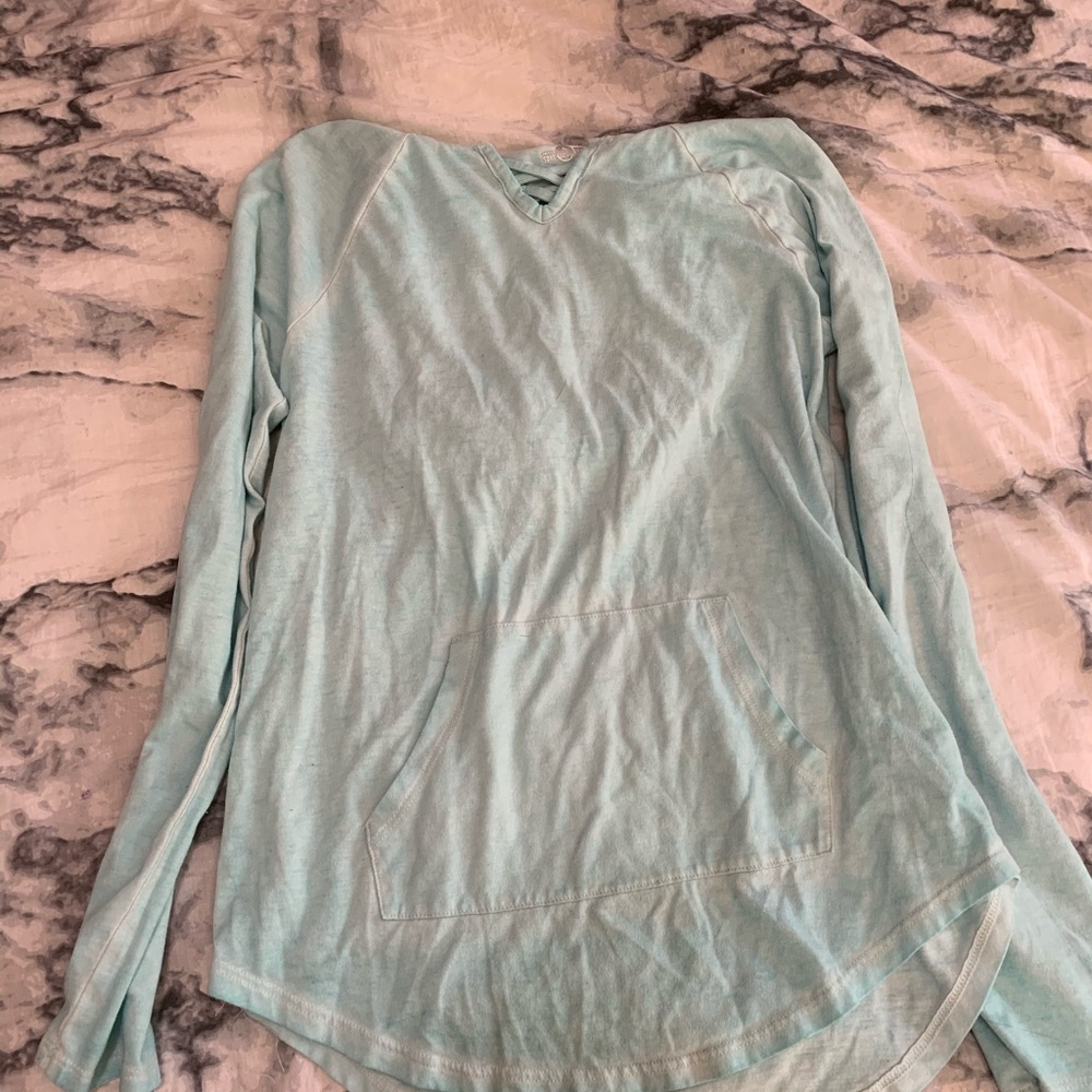 light blue long sleeve hoodie shirt